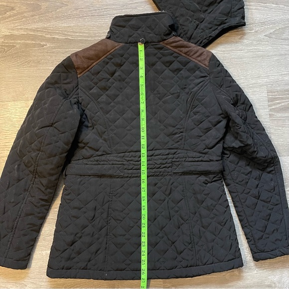 *Quilted Black Jacket - Fleece Lined Hood & Gold Accents - Picture 8 of 10